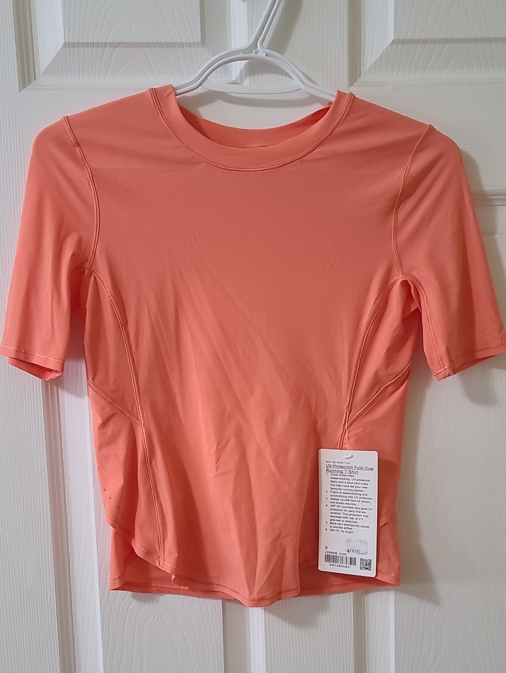 BNWT Lululemon UV Fold-Over Running T-Shirt Coral XS/S